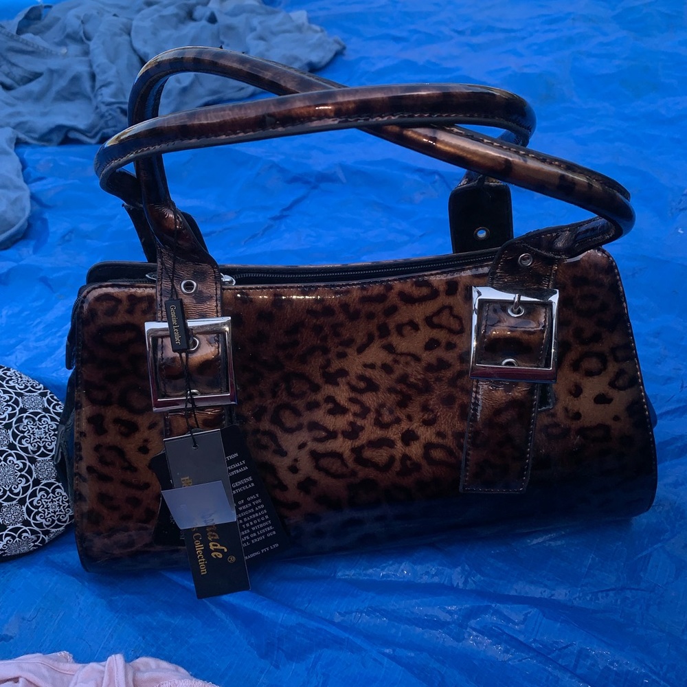 brand new leather serenade leopard print handbag